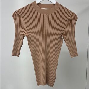 Dion Lee Tan Long Sleeve Ribbed Dress